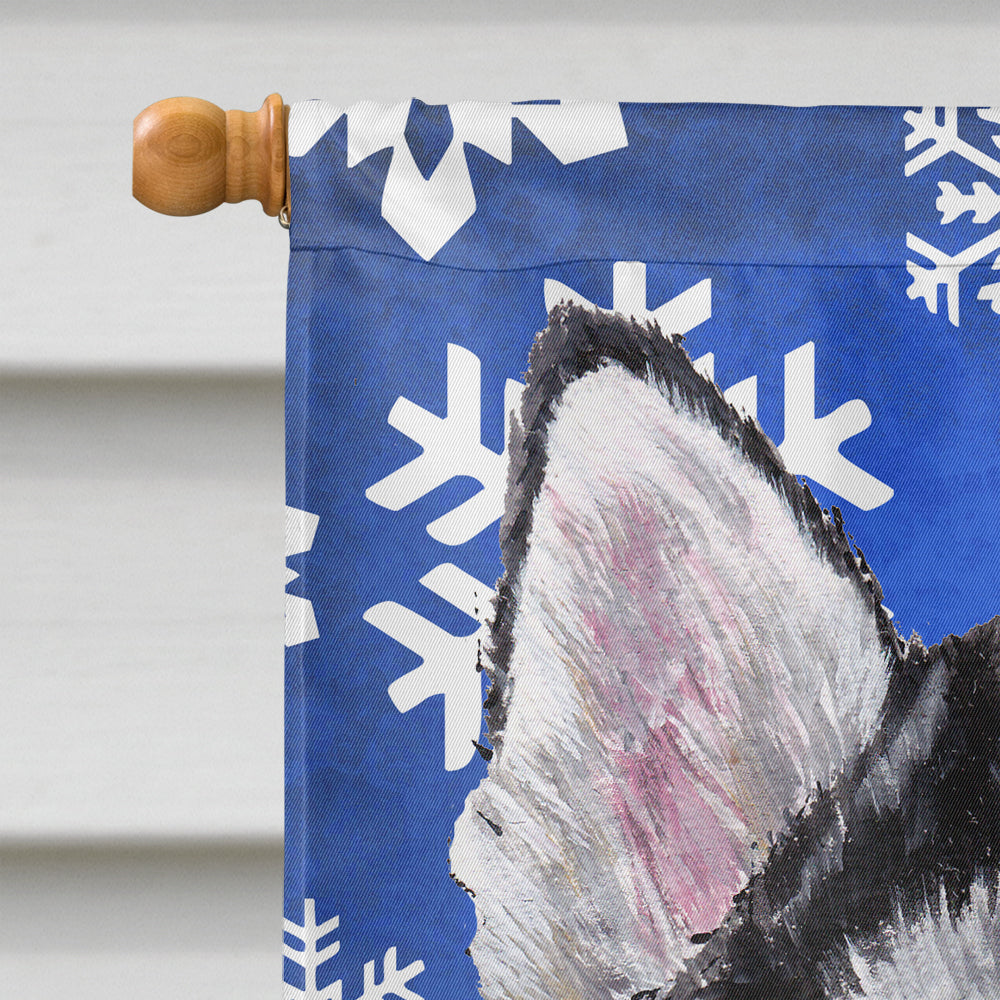 Alaskan Malamute Winter Snowflakes Holiday House Flag 28x40 Porch Sleeve Pole Decorative Outside Yard Banner Artwork Wall Hanging, Polyester