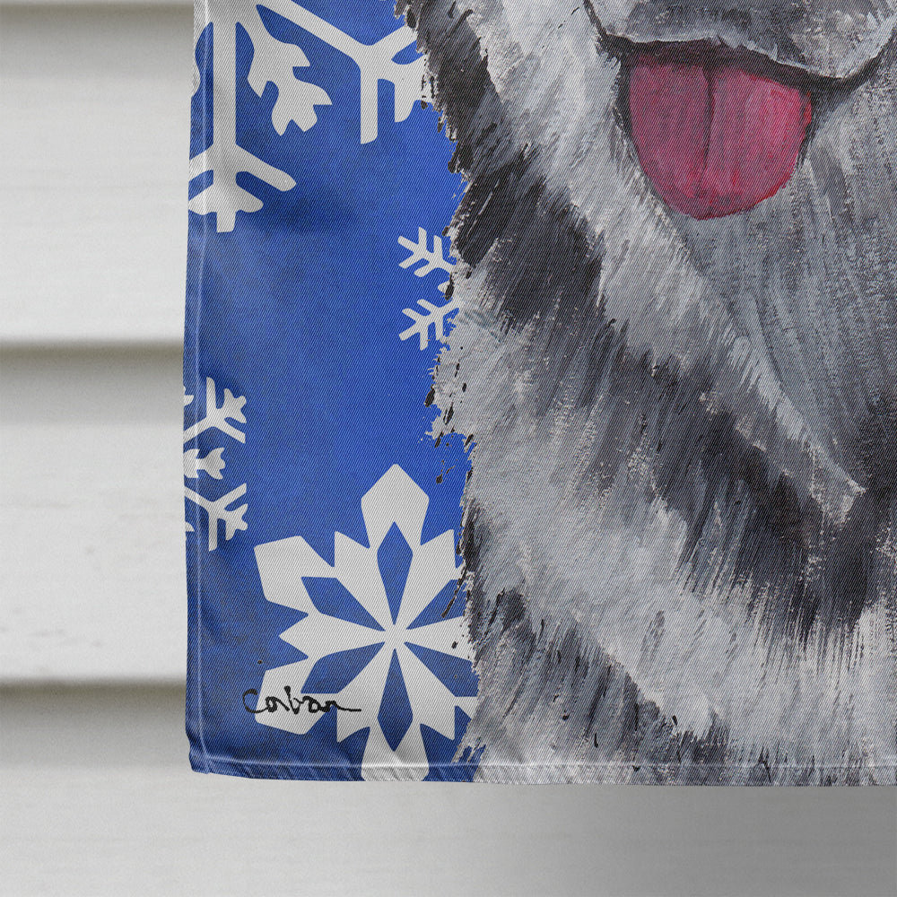 Alaskan Malamute Winter Snowflakes Holiday House Flag 28x40 Porch Sleeve Pole Decorative Outside Yard Banner Artwork Wall Hanging, Polyester