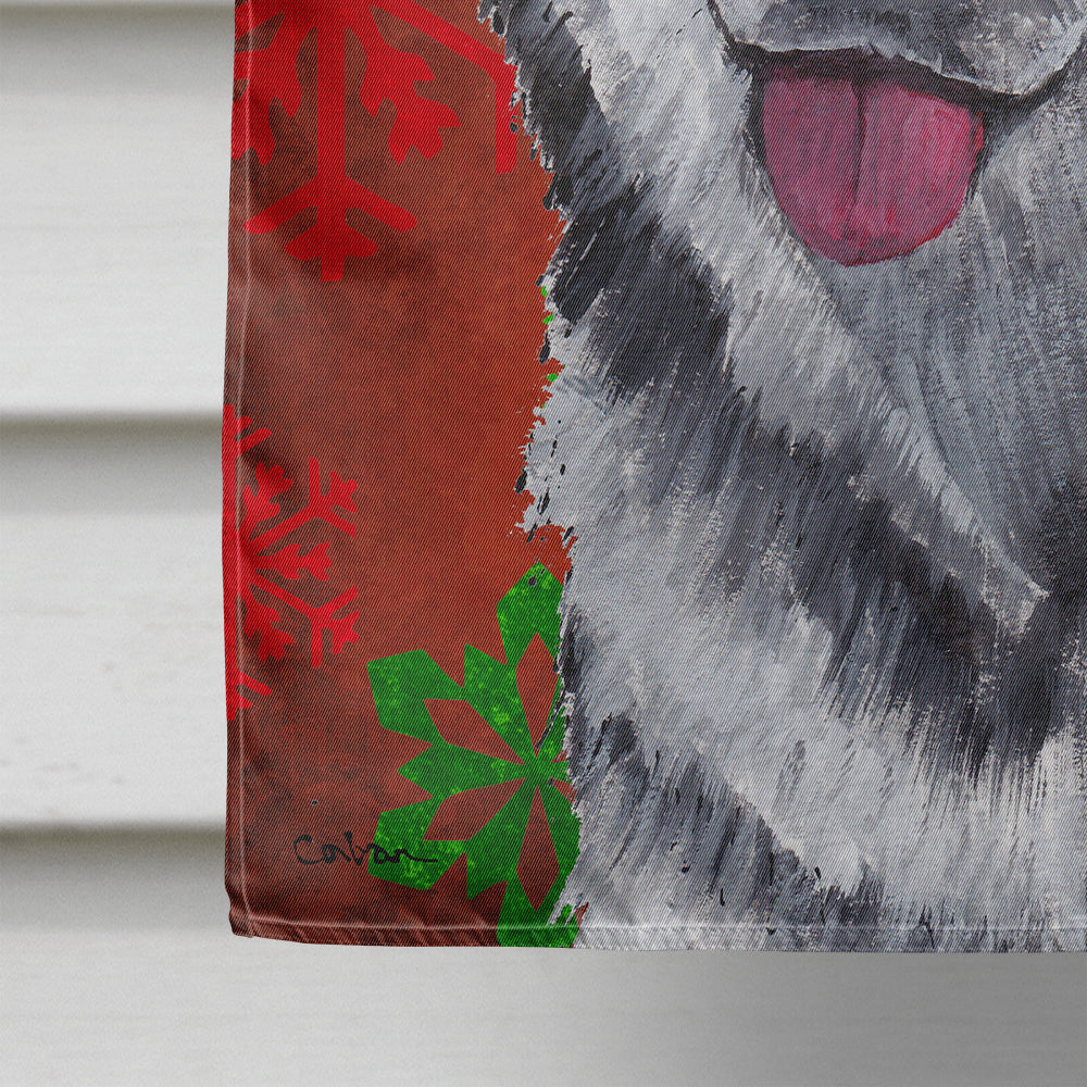 Alaskan Malamute Red Snowflakes Holiday Christmas  House Flag 28x40 Porch Sleeve Pole Decorative Outside Yard Banner Artwork Wall Hanging, Polyester