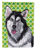Alaskan Malamute St. Patrick's Day Shamrock House Flag 28x40 Porch Sleeve Pole Decorative Outside Yard Banner Artwork Wall Hanging, Polyester