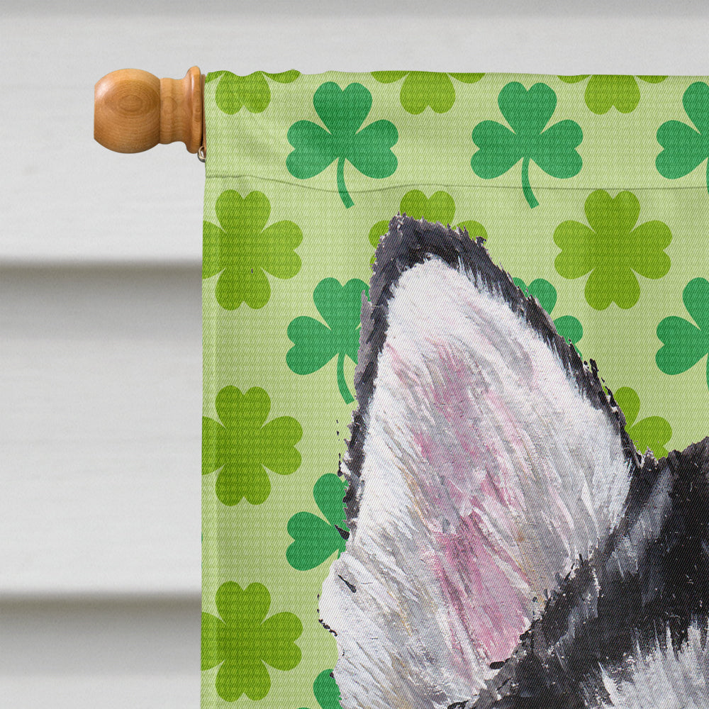 Alaskan Malamute St. Patrick's Day Shamrock House Flag 28x40 Porch Sleeve Pole Decorative Outside Yard Banner Artwork Wall Hanging, Polyester