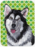 Alaskan Malamute St. Patrick's Day Shamrock Cutting Board Tempered Glass Kitchen Cutting Surface, Heat Resistant Chopping, Non-Slip Feet, Food Prep & Serving