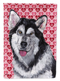 Alaskan Malamute Hearts Love and Valentine's Day House Flag 28x40 Porch Sleeve Pole Decorative Outside Yard Banner Artwork Wall Hanging, Polyester