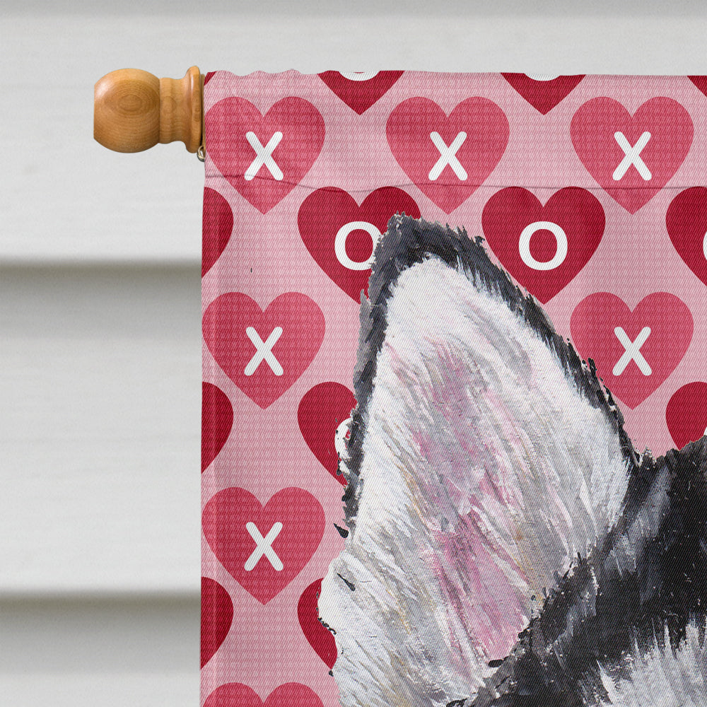 Alaskan Malamute Hearts Love and Valentine's Day House Flag 28x40 Porch Sleeve Pole Decorative Outside Yard Banner Artwork Wall Hanging, Polyester