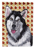 Alaskan Malamute Fall Leaves House Flag 28x40 Porch Sleeve Pole Decorative Outside Yard Banner Artwork Wall Hanging, Polyester