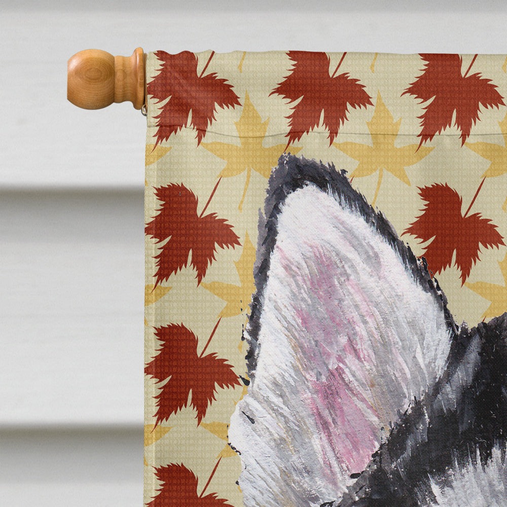 Alaskan Malamute Fall Leaves House Flag 28x40 Porch Sleeve Pole Decorative Outside Yard Banner Artwork Wall Hanging, Polyester