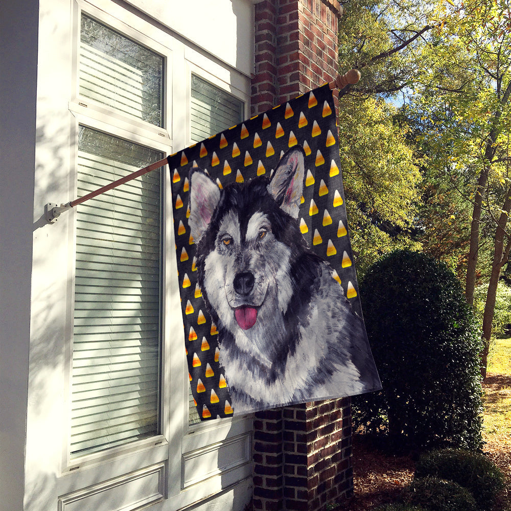 Alaskan Malamute Candy Corn Halloween_x000B_ House Flag 28x40 Porch Sleeve Pole Decorative Outside Yard Banner Artwork Wall Hanging, Polyester