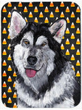 Alaskan Malamute Candy Corn Halloween Cutting Board Tempered Glass Kitchen Cutting Surface, Heat Resistant Chopping, Non-Slip Feet, Food Prep & Serving