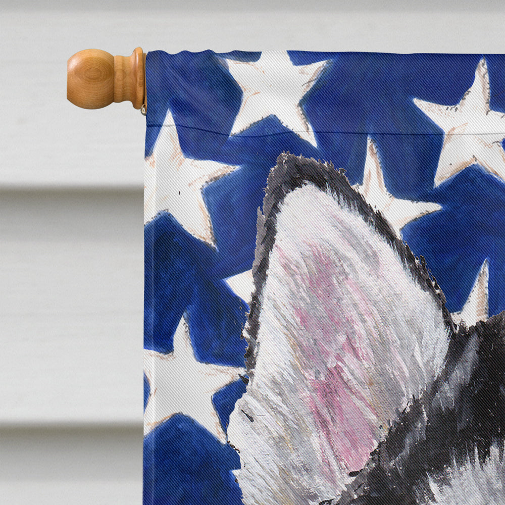 Alaskan Malamute USA Patriotic American Flag House Flag 28x40 Porch Sleeve Pole Decorative Outside Yard Banner Artwork Wall Hanging, Polyester
