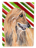 Afghan Hound Candy Cane Holiday Christmas House Flag 28x40 Porch Sleeve Pole Decorative Outside Yard Banner Artwork Wall Hanging, Polyester