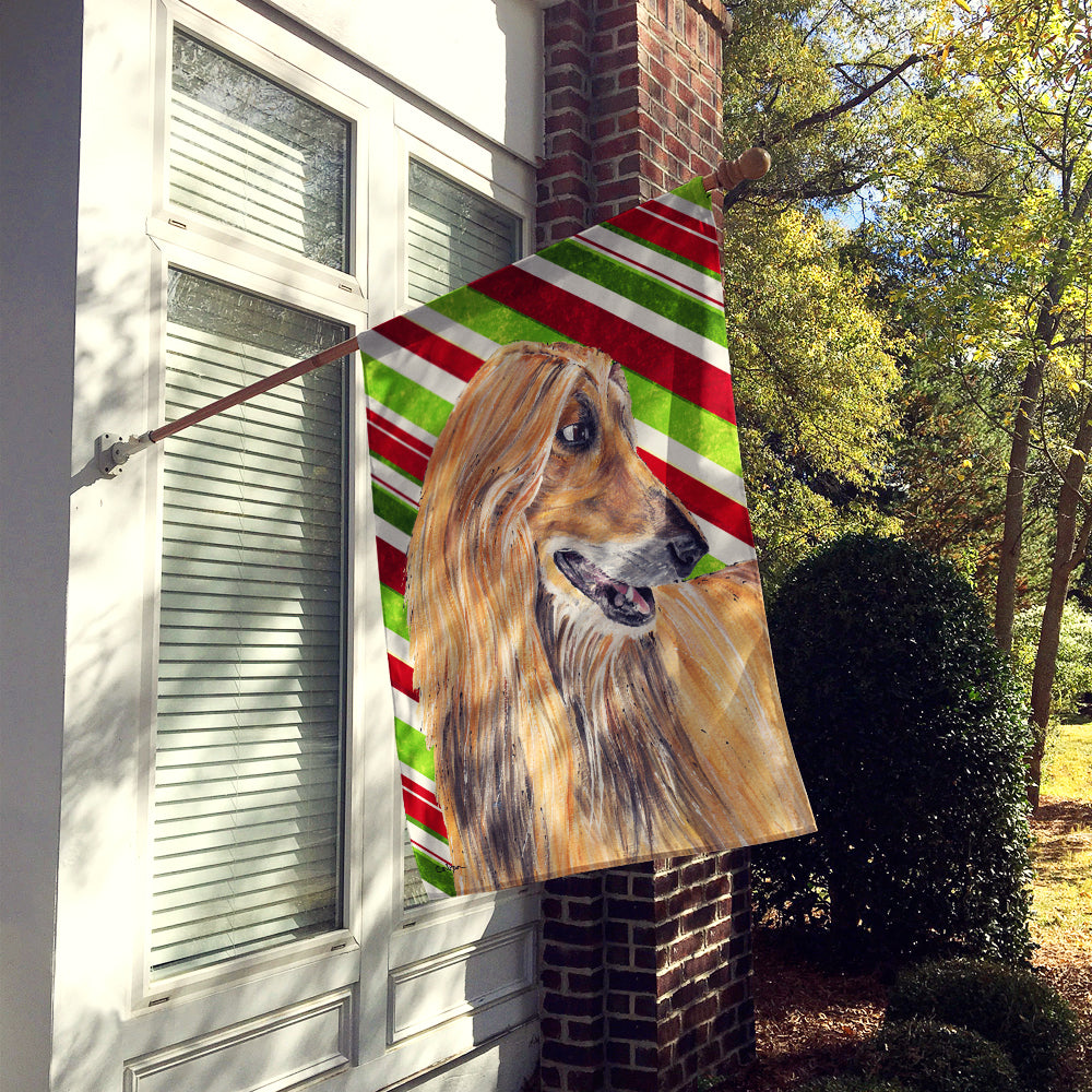 Afghan Hound Candy Cane Holiday Christmas House Flag 28x40 Porch Sleeve Pole Decorative Outside Yard Banner Artwork Wall Hanging, Polyester
