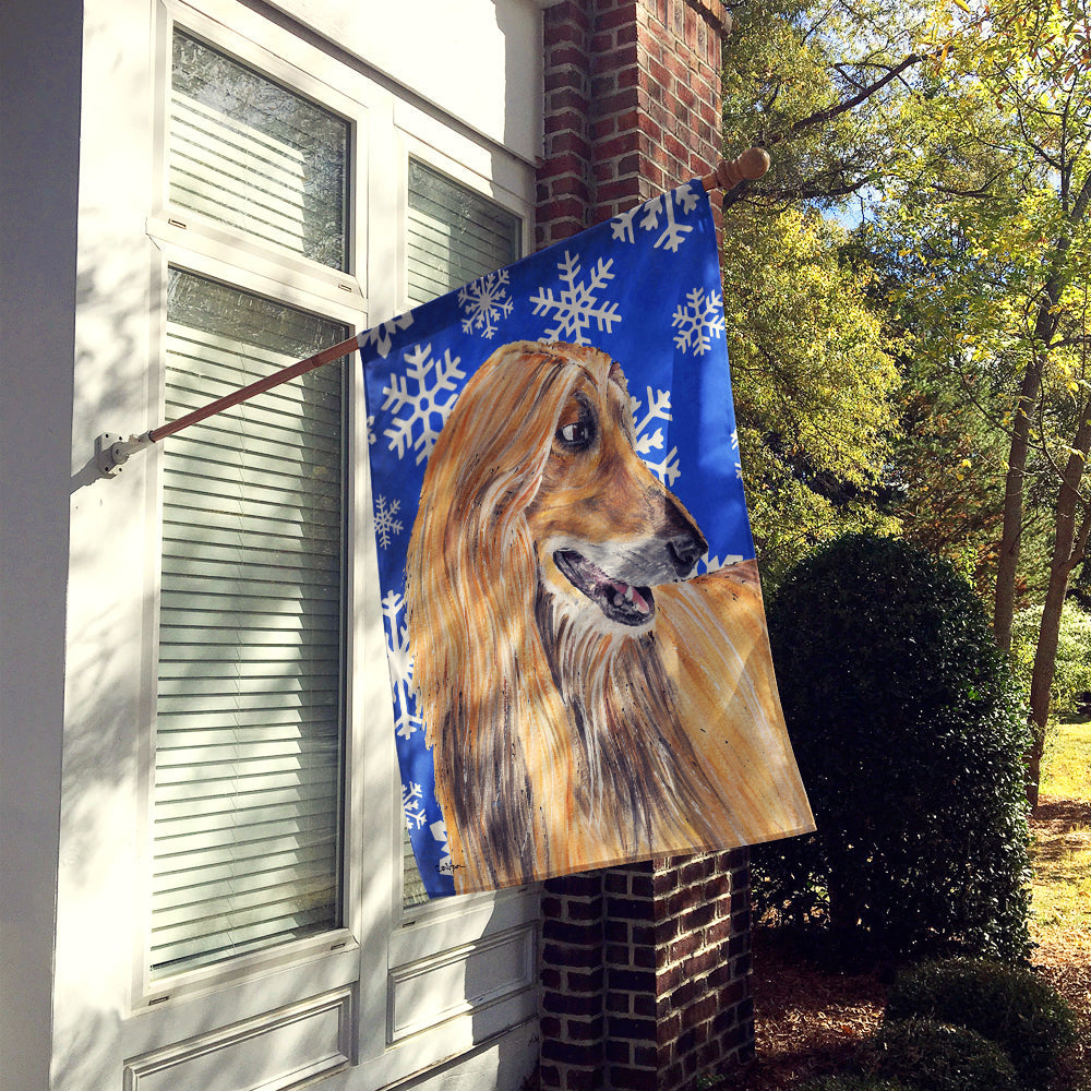 Afghan Hound Winter Snowflakes Holiday House Flag 28x40 Porch Sleeve Pole Decorative Outside Yard Banner Artwork Wall Hanging, Polyester