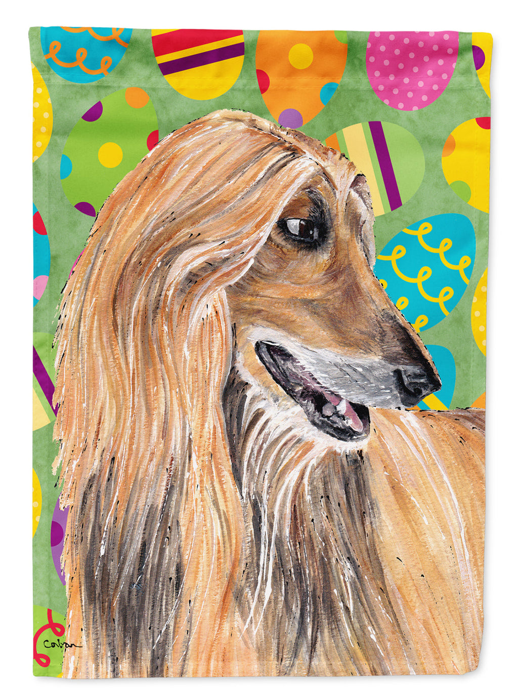 Afghan Hound Easter Eggtravaganza House Flag 28x40 Porch Sleeve Pole Decorative Outside Yard Banner Artwork Wall Hanging, Polyester