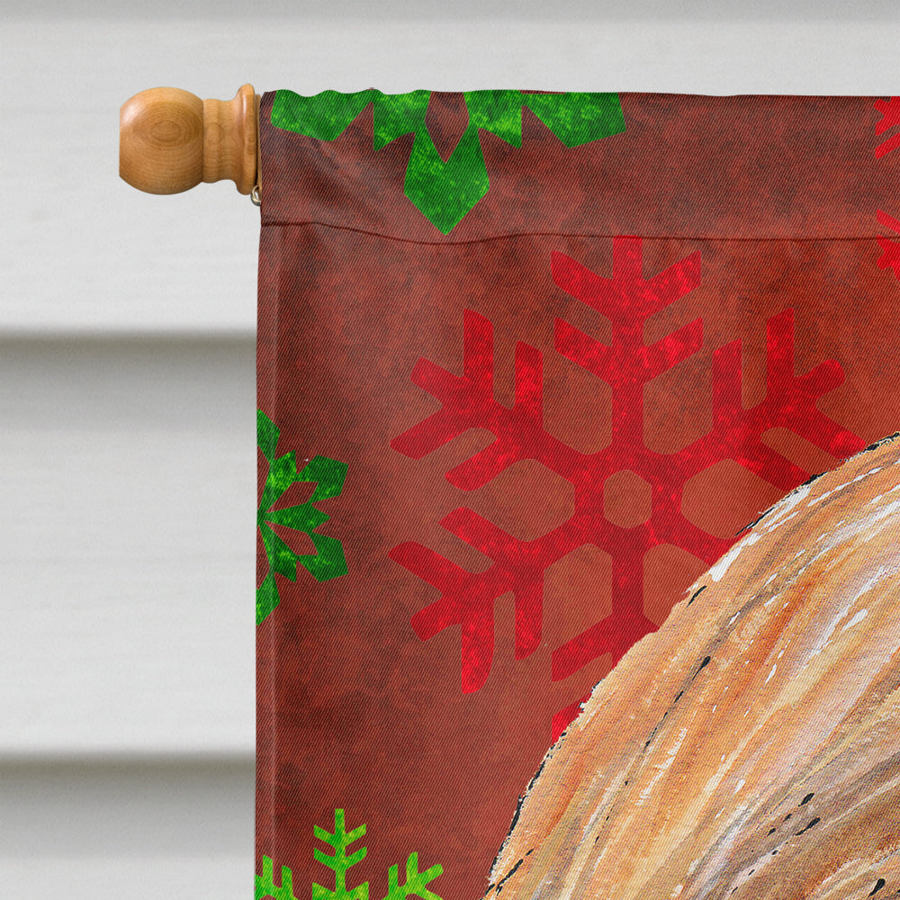 Afghan Hound Red Snowflakes Holiday Christmas  House Flag 28x40 Porch Sleeve Pole Decorative Outside Yard Banner Artwork Wall Hanging, Polyester