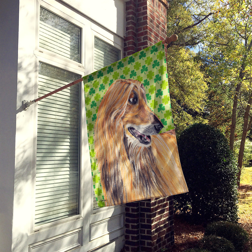 Afghan Hound St. Patrick's Day Shamrock House Flag 28x40 Porch Sleeve Pole Decorative Outside Yard Banner Artwork Wall Hanging, Polyester