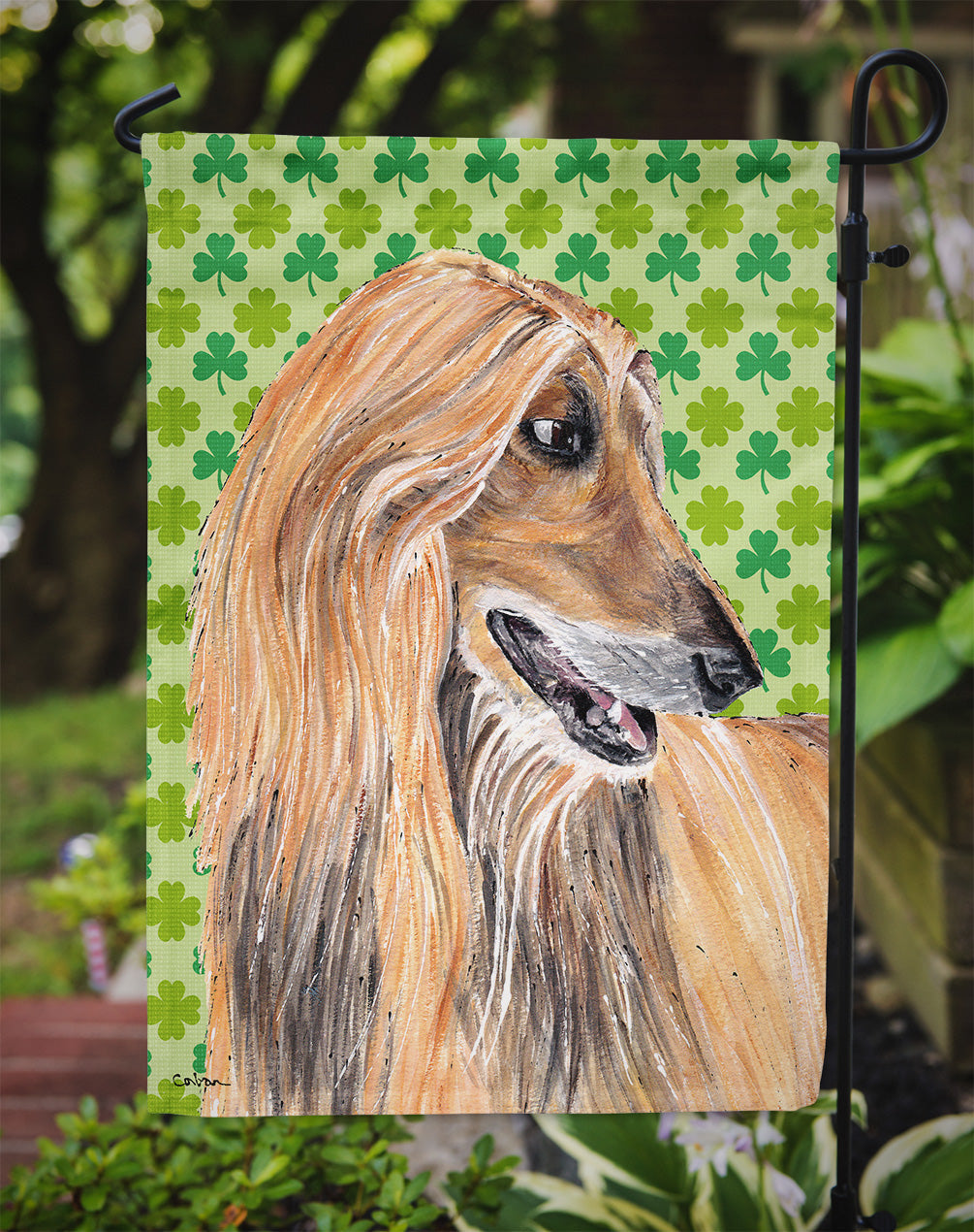 Afghan Hound St. Patrick's Day Shamrock Garden Flag Mailbox Decorative Yard Banner Outside Patio Artwork for Flower Beds, Garden Size, Multicolor