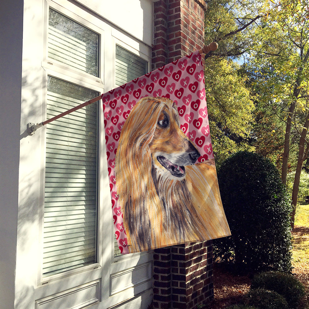 Afghan Hound Hearts Love and Valentine's Day House Flag 28x40 Porch Sleeve Pole Decorative Outside Yard Banner Artwork Wall Hanging, Polyester
