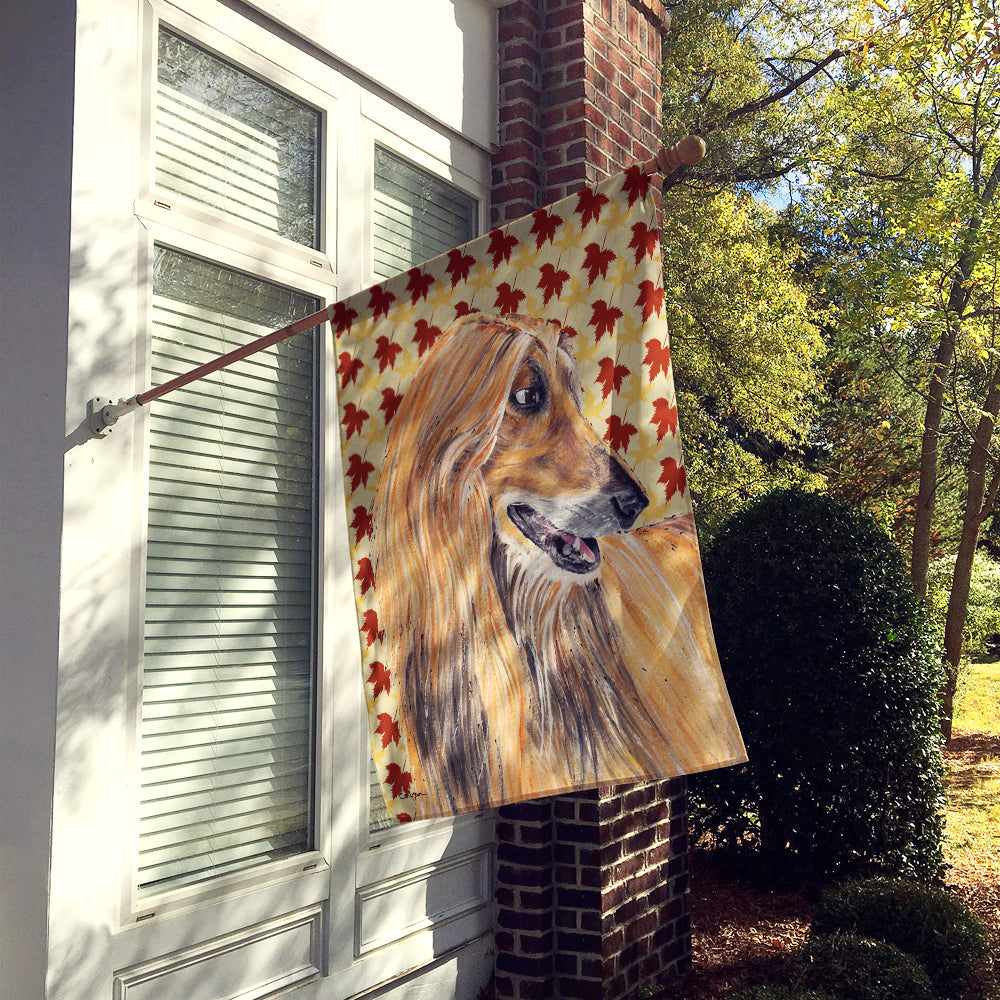 Afghan Hound Fall Leaves House Flag 28x40 Porch Sleeve Pole Decorative Outside Yard Banner Artwork Wall Hanging, Polyester
