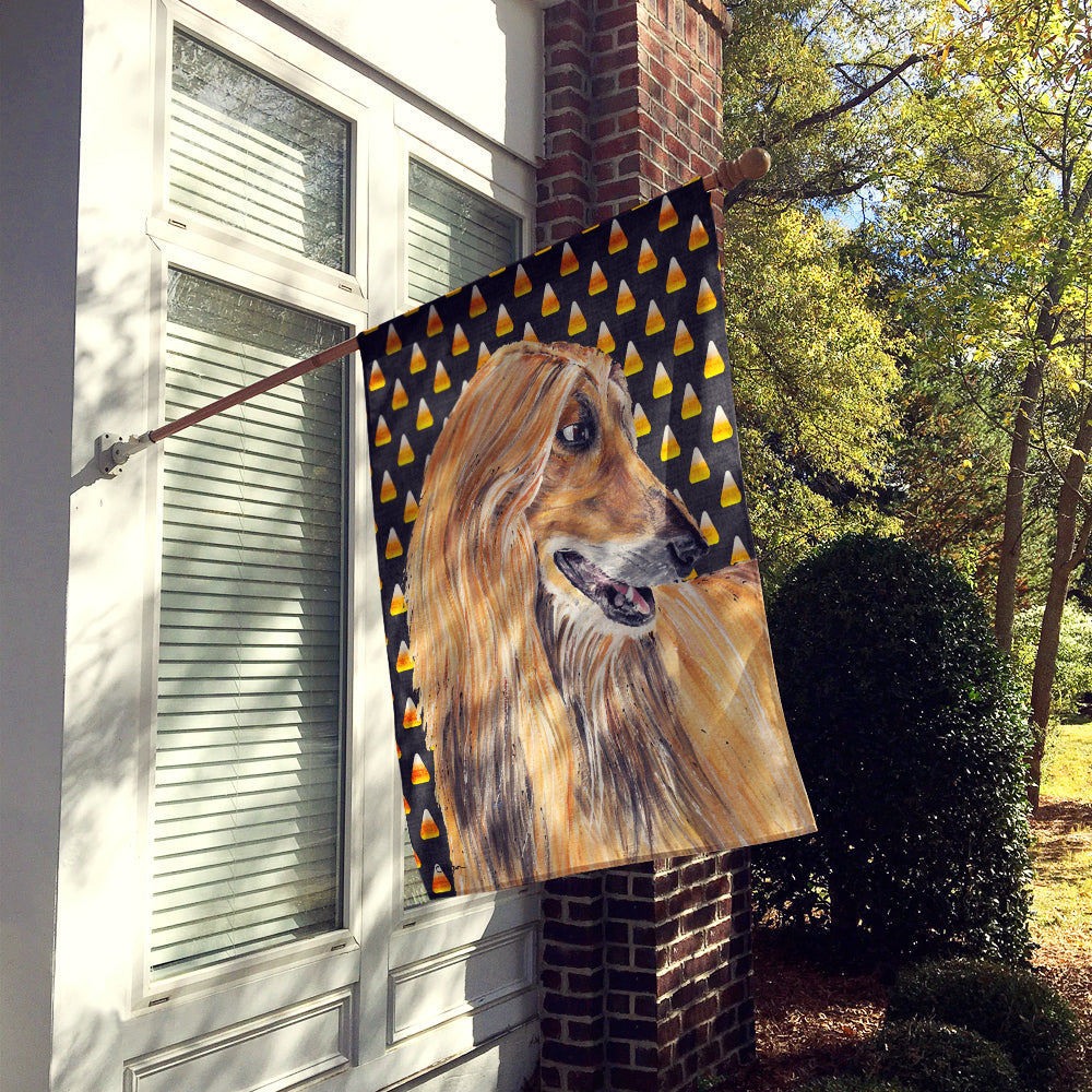 Afghan Hound Candy Corn Halloween House Flag 28x40 Porch Sleeve Pole Decorative Outside Yard Banner Artwork Wall Hanging, Polyester