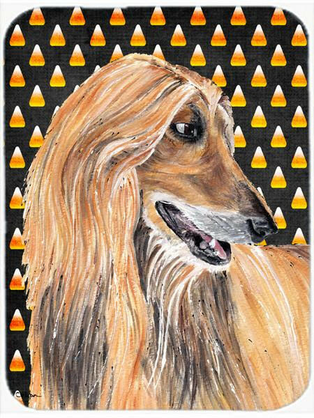 Afghan Hound Candy Corn Halloween Cutting Board Tempered Glass Kitchen Cutting Surface, Heat Resistant Chopping, Non-Slip Feet, Food Prep & Serving