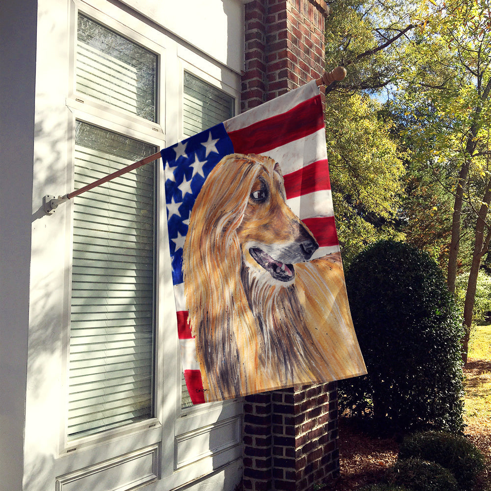 Afghan Hound USA Patriotic American Flag House Flag 28x40 Porch Sleeve Pole Decorative Outside Yard Banner Artwork Wall Hanging, Polyester