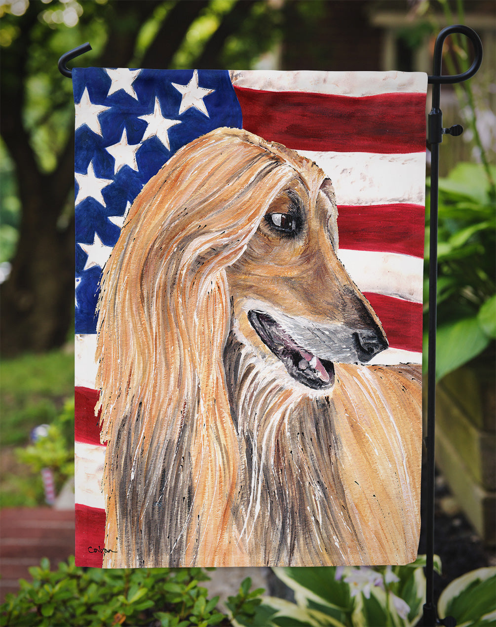 Afghan Hound USA Patriotic American Flag Garden Flag Mailbox Decorative Yard Banner Outside Patio Artwork for Flower Beds, Garden Size, Multicolor