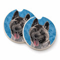 Blue Akita Set of 2 Cup Holder Car Coasters Absorbent Round Sandstone Coasters Gifts for Men or Women, 2.5, Multicolor