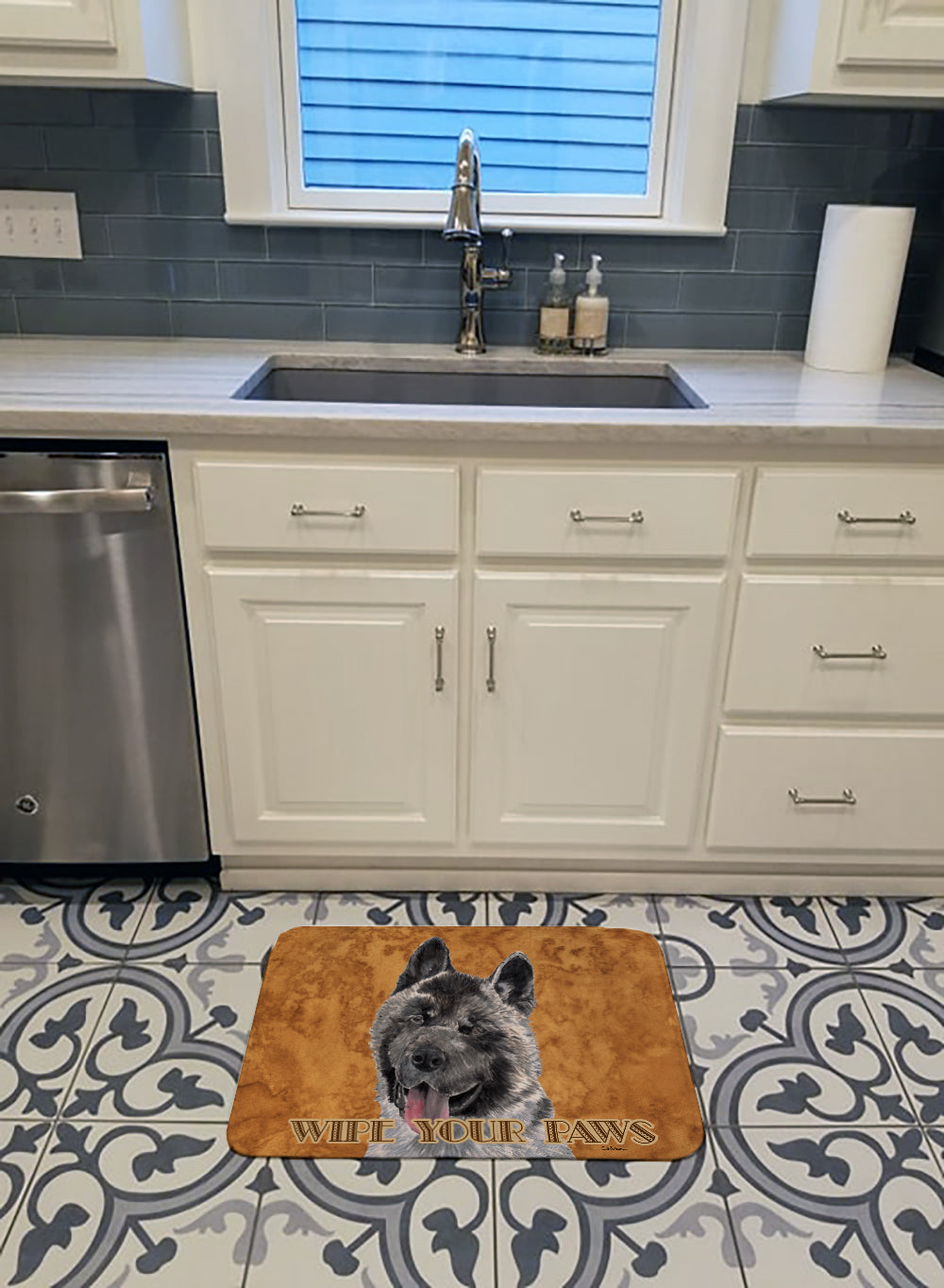 Akita Wipe your Paws Memory Foam Kitchen Mat Machine Washable Anti-Fatigue Cushion Comfort Bath or Kitchen Rug