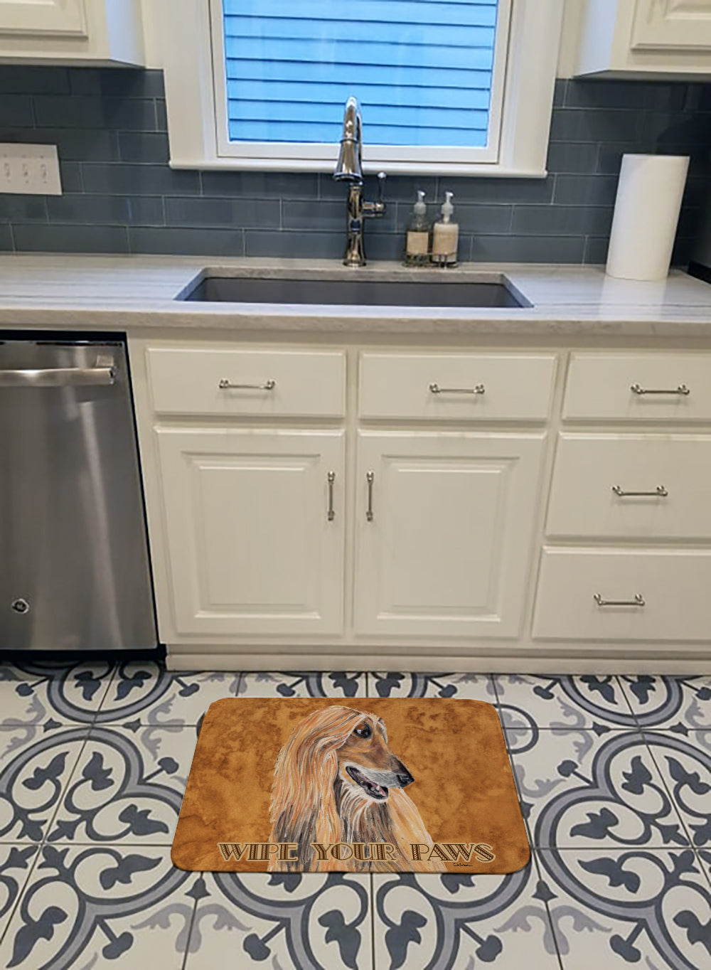 Afghan Hound Wipe your Paws Memory Foam Kitchen Mat Machine Washable Anti-Fatigue Cushion Comfort Bath or Kitchen Rug