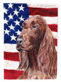 Irish Setter with American Flag House Flag 28x40 Porch Sleeve Pole Decorative Outside Yard Banner Artwork Wall Hanging, Polyester
