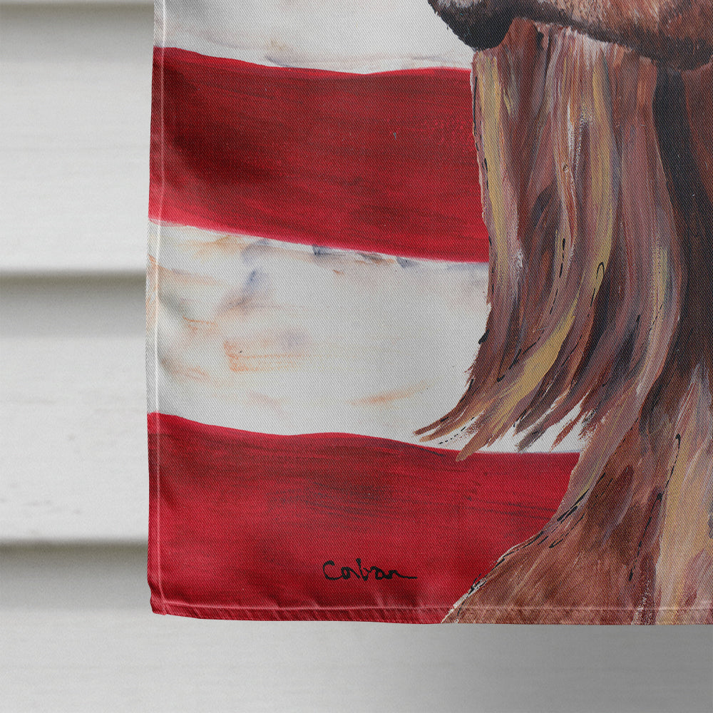 Irish Setter with American Flag House Flag 28x40 Porch Sleeve Pole Decorative Outside Yard Banner Artwork Wall Hanging, Polyester