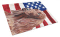 Irish Setter with American Flag Cutting Board Tempered Glass Kitchen Cutting Surface, Heat Resistant Chopping, Non-Slip Feet, Food Prep & Serving