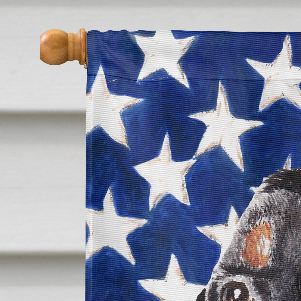 Black and Tan Coonhound with American Flag House Flag 28x40 Porch Sleeve Pole Decorative Outside Yard Banner Artwork Wall Hanging, Polyester