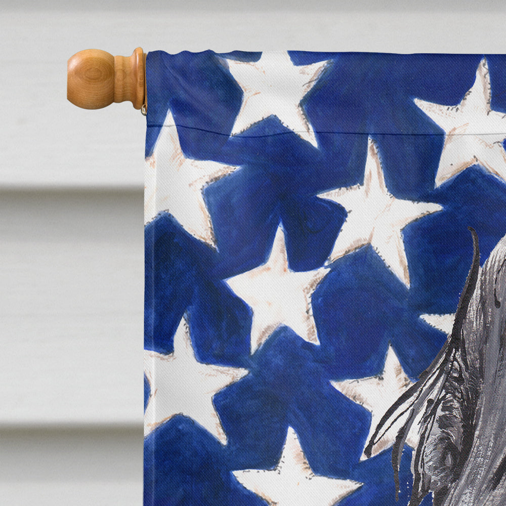 Black Cocker Spaniel with American Flag House Flag 28x40 Porch Sleeve Pole Decorative Outside Yard Banner Artwork Wall Hanging, Polyester