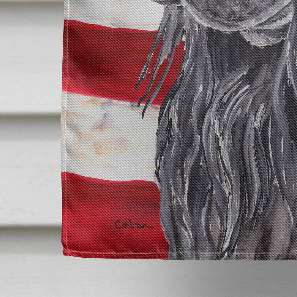 Black Cocker Spaniel with American Flag House Flag 28x40 Porch Sleeve Pole Decorative Outside Yard Banner Artwork Wall Hanging, Polyester