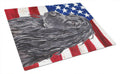 Black Cocker Spaniel with American Flag Cutting Board Tempered Glass Kitchen Cutting Surface, Heat Resistant Chopping, Non-Slip Feet, Food Prep & Serving