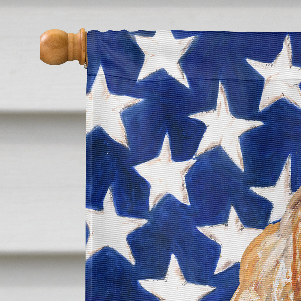 Buff Cocker Spaniel with American Flag House Flag 28x40 Porch Sleeve Pole Decorative Outside Yard Banner Artwork Wall Hanging, Polyester