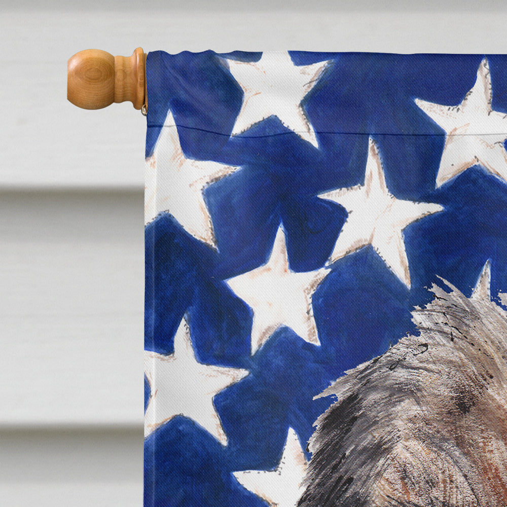 Border Terrier with American Flag House Flag 28x40 Porch Sleeve Pole Decorative Outside Yard Banner Artwork Wall Hanging, Polyester