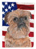 Brussels Griffon with American Flag House Flag 28x40 Porch Sleeve Pole Decorative Outside Yard Banner Artwork Wall Hanging, Polyester