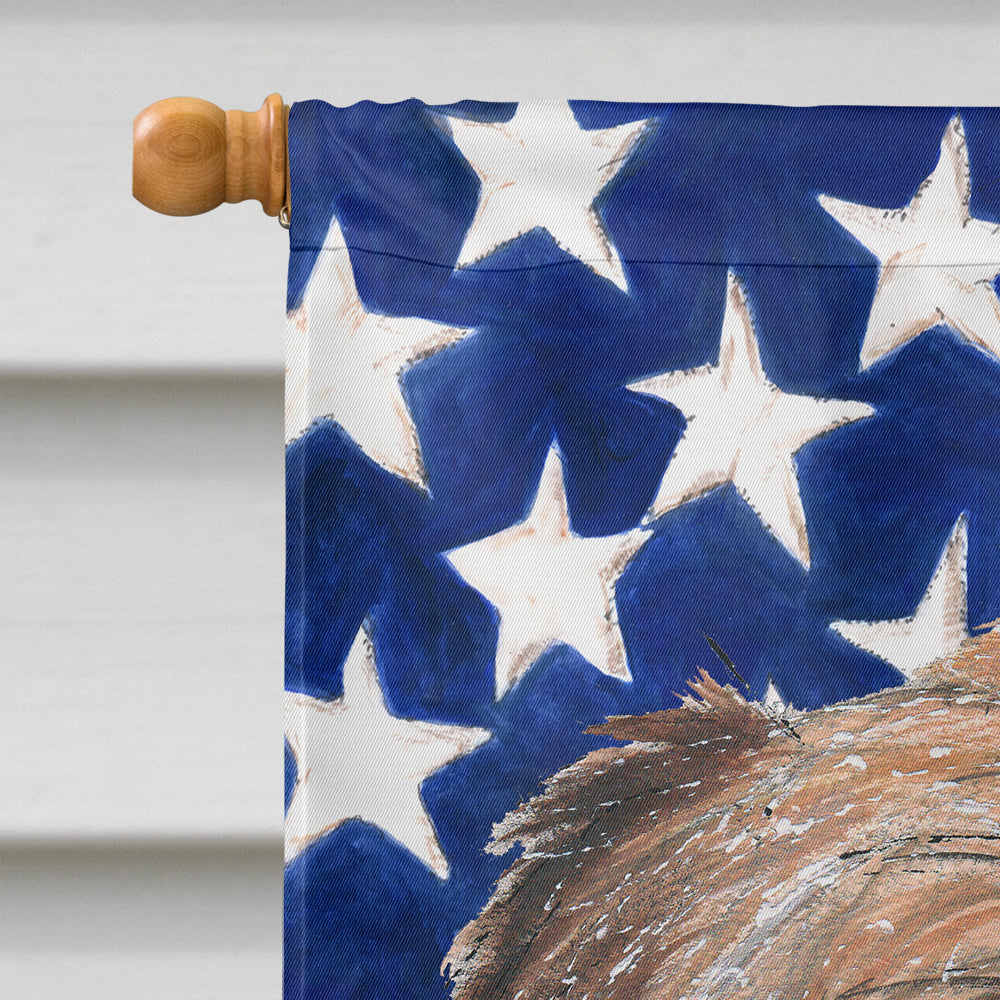 Brussels Griffon with American Flag House Flag 28x40 Porch Sleeve Pole Decorative Outside Yard Banner Artwork Wall Hanging, Polyester