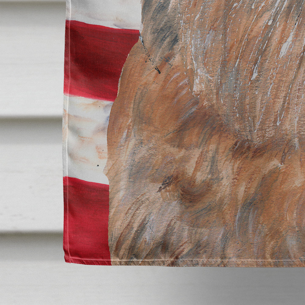 Brussels Griffon with American Flag House Flag 28x40 Porch Sleeve Pole Decorative Outside Yard Banner Artwork Wall Hanging, Polyester
