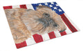 Brussels Griffon with American Flag Cutting Board Tempered Glass Kitchen Cutting Surface, Heat Resistant Chopping, Non-Slip Feet, Food Prep & Serving