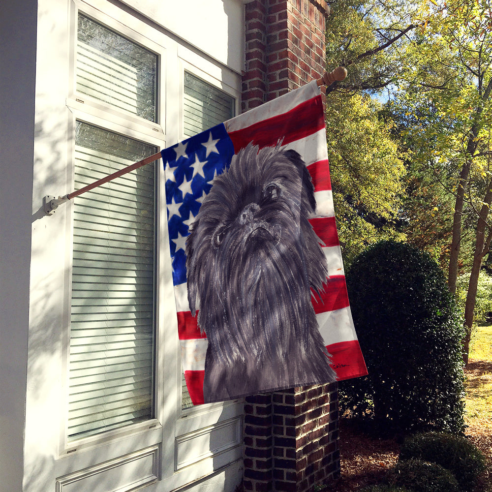 Brussels Griffon with American Flag House Flag 28x40 Porch Sleeve Pole Decorative Outside Yard Banner Artwork Wall Hanging, Polyester