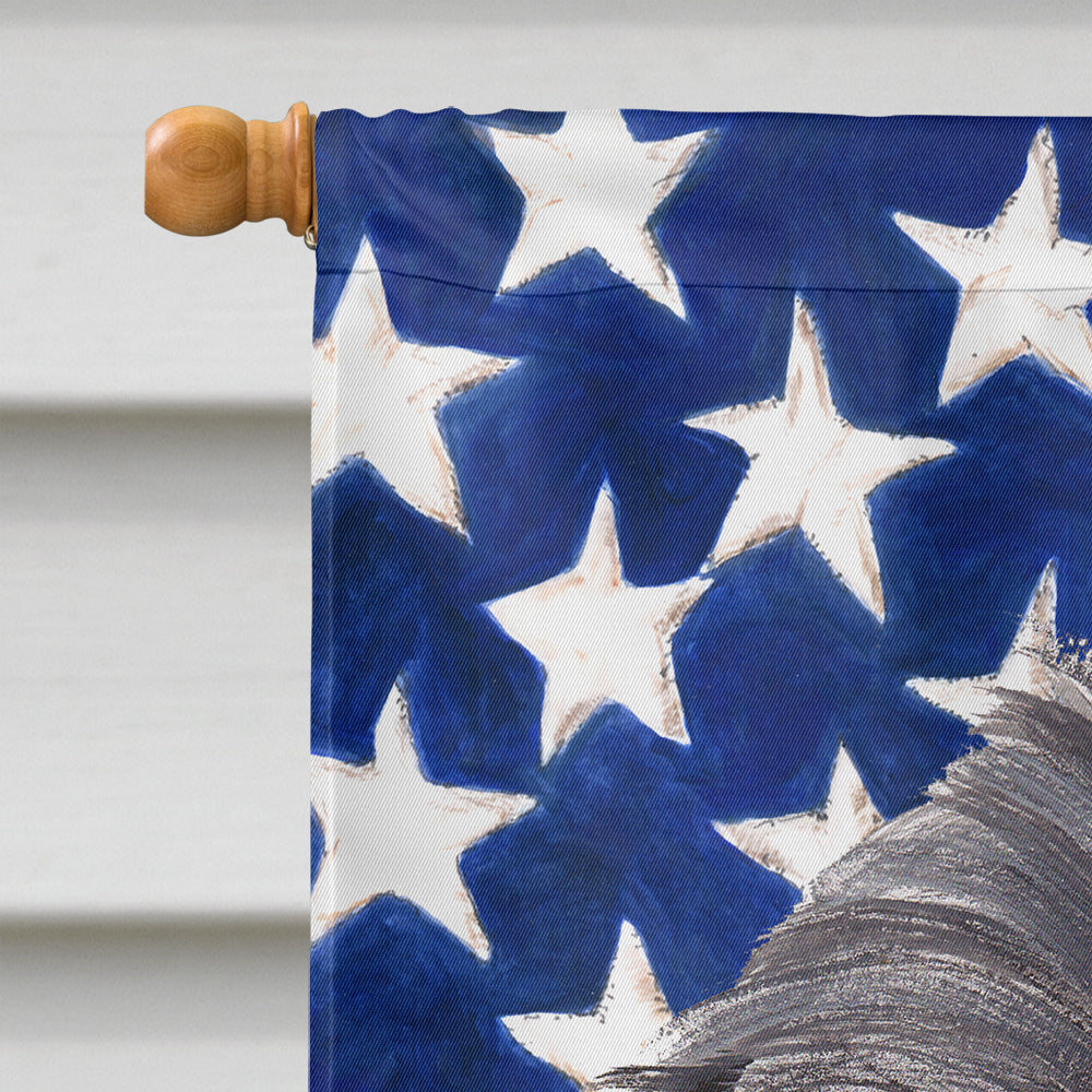 Brussels Griffon with American Flag House Flag 28x40 Porch Sleeve Pole Decorative Outside Yard Banner Artwork Wall Hanging, Polyester