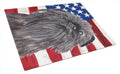 Brussels Griffon with American Flag Cutting Board Tempered Glass Kitchen Cutting Surface, Heat Resistant Chopping, Non-Slip Feet, Food Prep & Serving