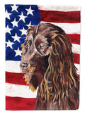 Boykin Spaniel with American Flag House Flag 28x40 Porch Sleeve Pole Decorative Outside Yard Banner Artwork Wall Hanging, Polyester