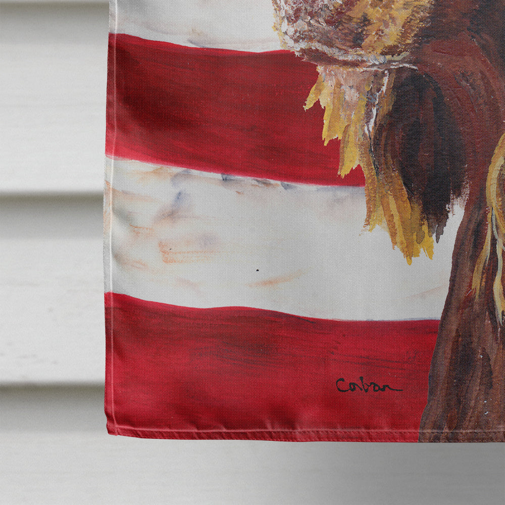 Boykin Spaniel with American Flag House Flag 28x40 Porch Sleeve Pole Decorative Outside Yard Banner Artwork Wall Hanging, Polyester
