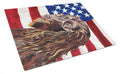 Boykin Spaniel with American Flag Cutting Board Tempered Glass Kitchen Cutting Surface, Heat Resistant Chopping, Non-Slip Feet, Food Prep & Serving