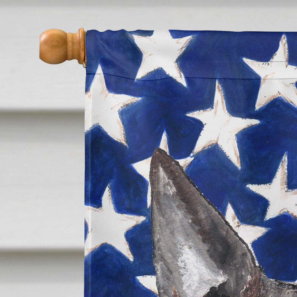 Bull Terrier with American Flag House Flag 28x40 Porch Sleeve Pole Decorative Outside Yard Banner Artwork Wall Hanging, Polyester