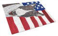 Bull Terrier with American Flag Cutting Board Tempered Glass Kitchen Cutting Surface, Heat Resistant Chopping, Non-Slip Feet, Food Prep & Serving